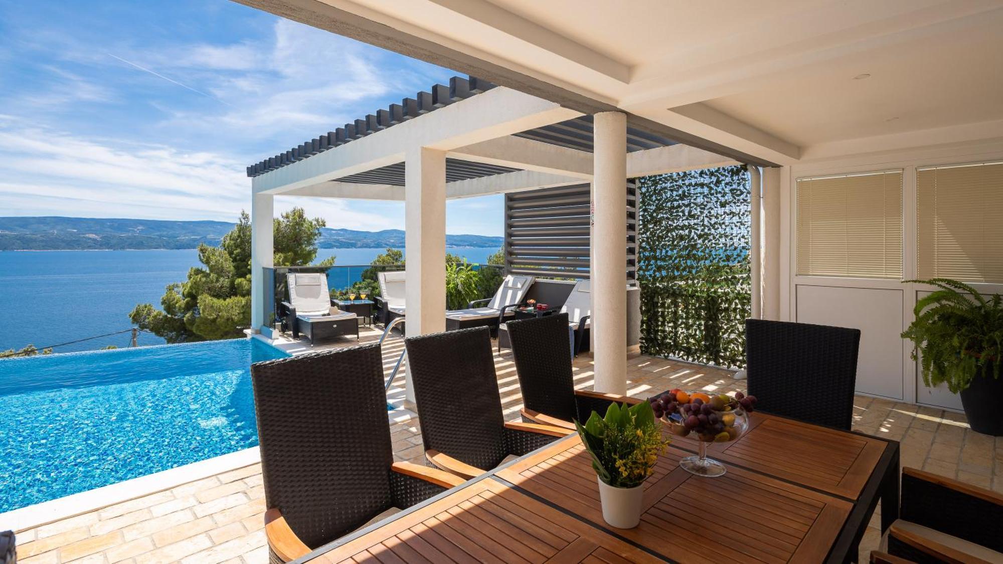 Luxury Seafront Villa With Heated Pool, Jacuzzi, Sea View, 150 M From Beach Stanici Exterior photo